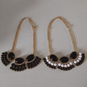 𝅺necklace Set One Black and Gold Color, One Black, White and Gold Color